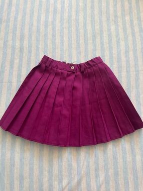 Vintage Girls Pleated Bright Magenta Skirt
